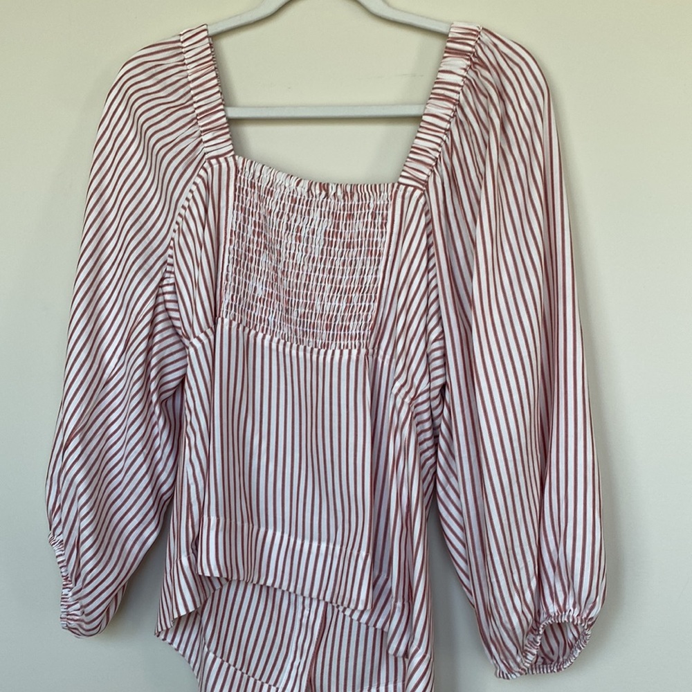 Peasant Style Blouse, Button Down, Smocking,-Neve… - image 2